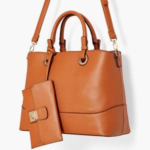 Brandnew Womens 3 Piece Satchel Bag Cognac